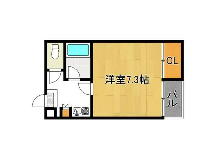 ビロウズ駒川(1K/2階)の間取り写真