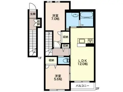 シャーメゾン メゾンエテルネル(2LDK/2階)の間取り写真