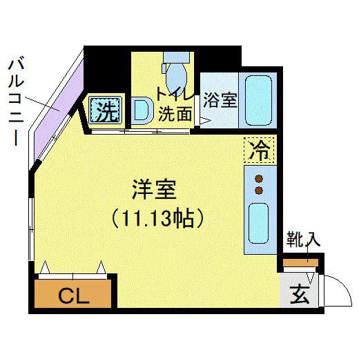 フラワーシティINブラボン(ワンルーム/4階)の間取り写真