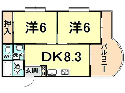 第2庭園ハイツ(2DK/1階)の間取り写真