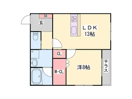 MIZUKI(1LDK/2階)の間取り写真