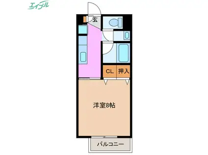 エクセルハイムB(1K/1階)の間取り写真