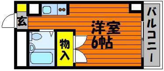 CASA大元(1K/4階)の間取り写真
