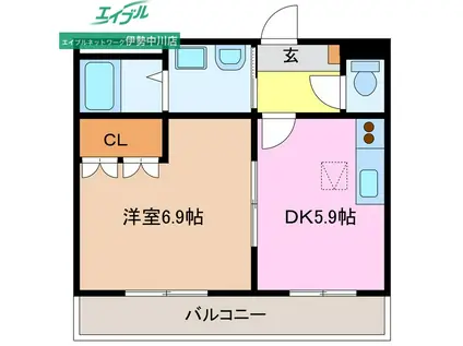 JOY FULL(1DK/1階)の間取り写真