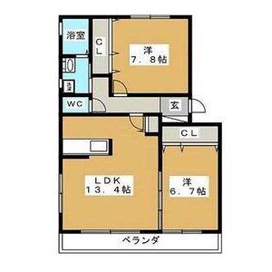 ミノワージュ A棟(2LDK/2階)の間取り写真