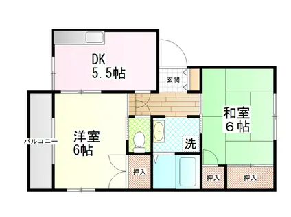 サンモール・カタン(2DK/2階)の間取り写真