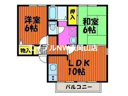 トゥインクル島村B(2LDK/2階)の間取り写真