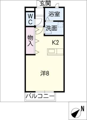 グリーンヒルズ小杉A棟(1K/1階)の間取り写真
