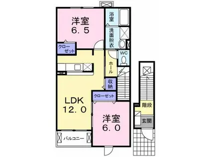 グランデ・フォレスタB(2LDK/2階)の間取り写真