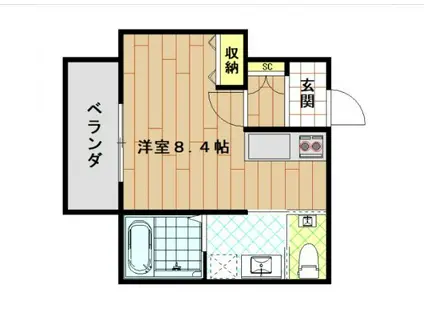 YS PRESIOUS IX(ワンルーム/2階)の間取り写真