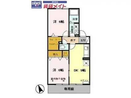 プレミールボヌールB(2DK/1階)の間取り写真