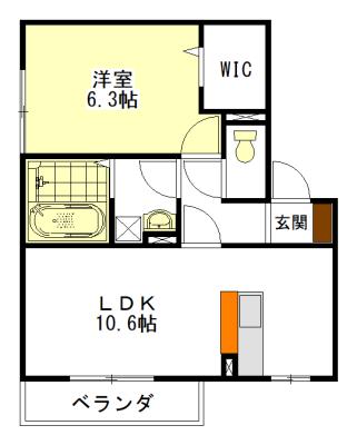 エフクレフ(1LDK/1階)の間取り写真
