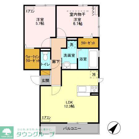 ファインヴィラA(2LDK/1階)の間取り写真