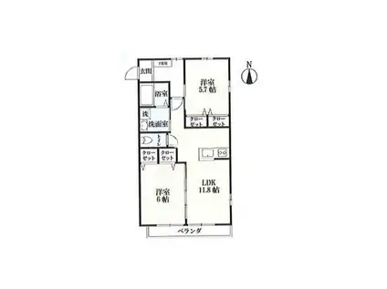 フロコリール25(2LDK/1階)の間取り写真