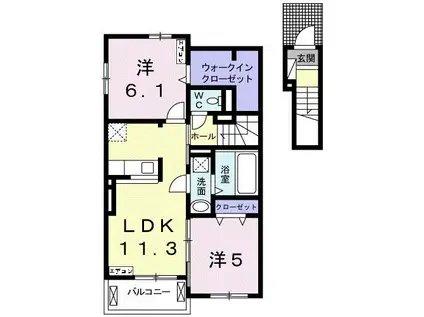 サンシャインハウスIV B棟(2LDK/2階)の間取り写真
