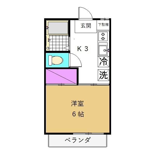 コーポパルテノ(1K/1階)の間取り写真