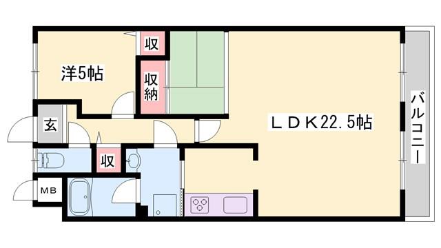 ラフェスタ大塩(1LDK/5階)の間取り写真