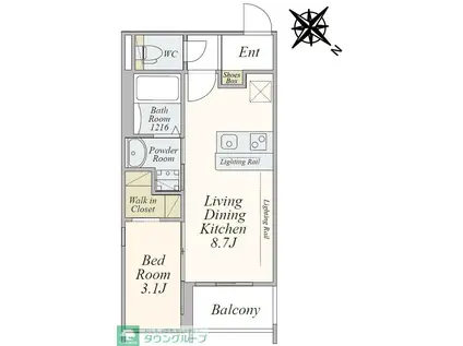 PLUS A HAKATA MODERNO(1LDK/3階)の間取り写真