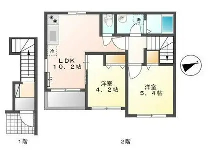 ローズ ジャルダン(2LDK/2階)の間取り写真