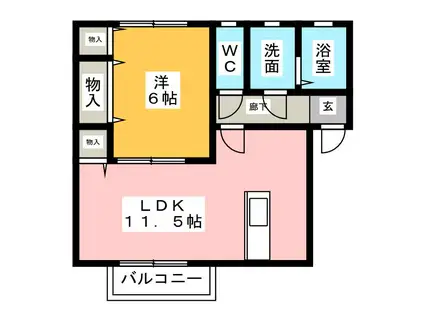 カームハイツIII(1LDK/1階)の間取り写真