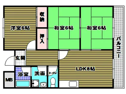 ロイヤルガーデン長野(3DK/2階)の間取り写真