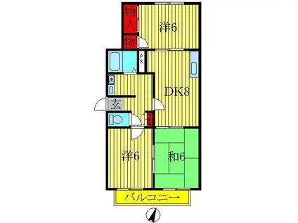 ホーメストレジデンス(3DK/2階)の間取り写真