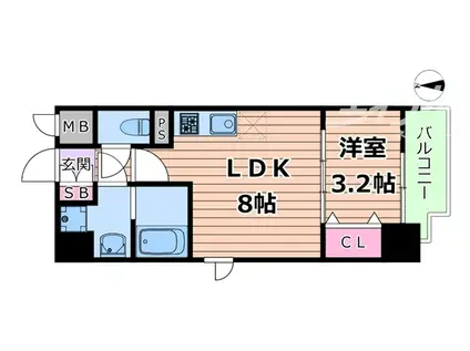 サンメゾンXVI(1LDK/8階)の間取り写真