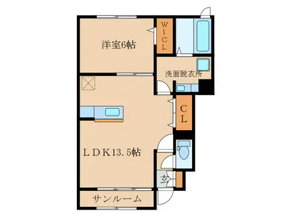 ボナールII(1LDK/1階)の間取り写真