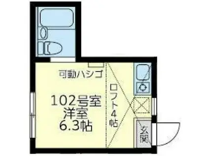 ユナイト花月マジャスターク(ワンルーム/1階)の間取り写真