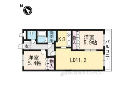 サン・クレール3(2LDK/3階)の間取り写真