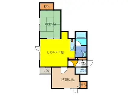 キオロR(2LDK/2階)の間取り写真