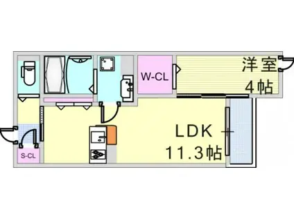 LES ENS FAMIIAUX(1LDK/1階)の間取り写真