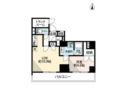 プレール・ドゥーク亀戸VI(1LDK/11階)の間取り写真