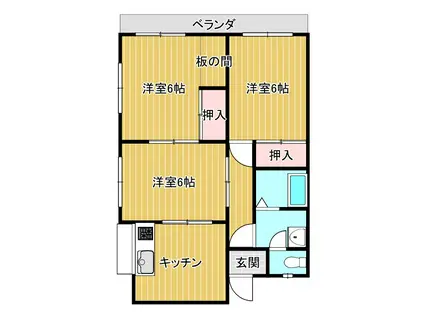 コーポリバーサイド(3DK/2階)の間取り写真
