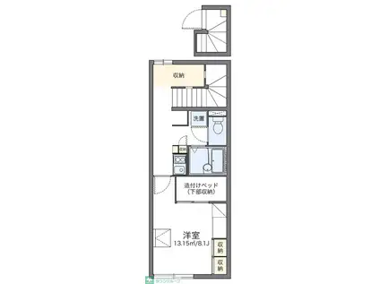 レオパレスリバーサイド下浜田III(1K/2階)の間取り写真