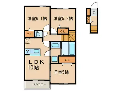 ウッディ オアシスII(3LDK/2階)の間取り写真