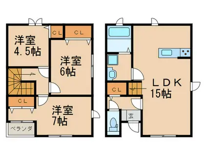 筑紫丘2丁目連棟(3LDK/1階)の間取り写真