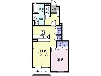 ヴィラ・ソノリティー参番館(1LDK/1階)の間取り写真