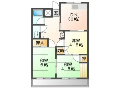 コーポ・グローバル(3DK/2階)の間取り写真