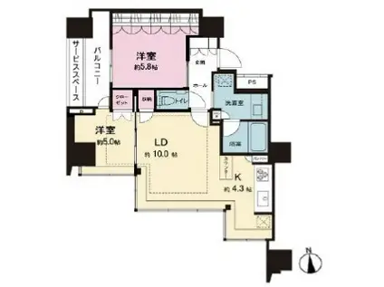 パークタワー芝公園(2LDK/23階)の間取り写真