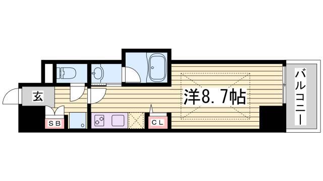 シャーメゾン 神戸(ワンルーム/8階)の間取り写真