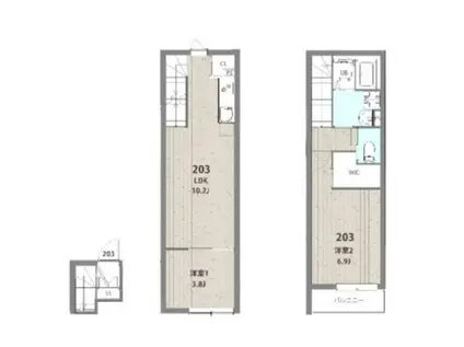 ミハス中野新井薬師II(2LDK/2階)の間取り写真