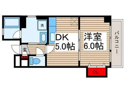 フラッツII(1DK/2階)の間取り写真