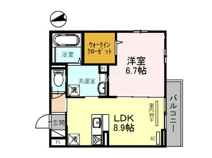 ヴェルデール・ヴィラ(1LDK/3階)の間取り写真
