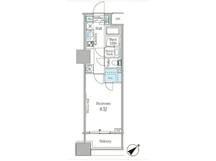 ルビア赤坂(1K/7階)の間取り写真