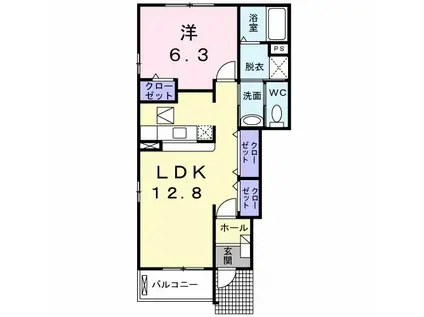 フォレストヒルズ(1LDK/1階)の間取り写真