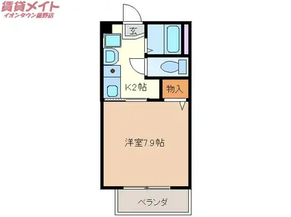 S・K菰野(1K/1階)の間取り写真