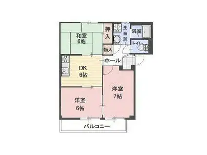 PARKSIDEリマティー M棟(3DK/1階)の間取り写真