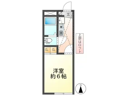 エスポワール加納(1K/1階)の間取り写真