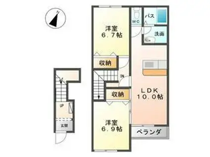 クレストール高倉(2LDK/2階)の間取り写真
